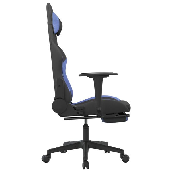 vidaXL Silla gaming con reposapi&eacute;s tela negro y azul