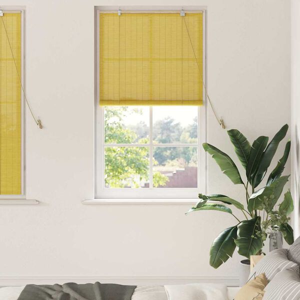 vidaXL Estor enrollable con cortinas Manual Amarillo 80 x 160 cm Bamb&uacute;