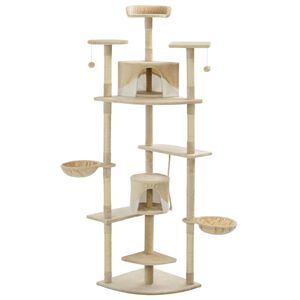 vidaXL Rascador para gatos con poste de sisal 203 cm beige y blanco