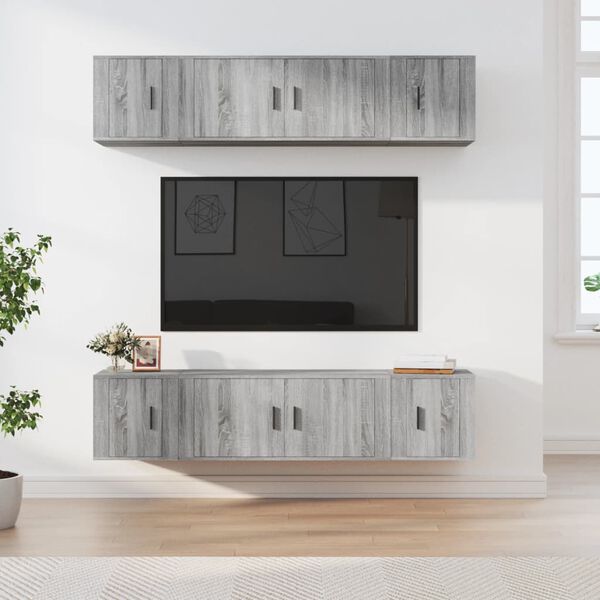 vidaXL Set de muebles para TV 6 pzas madera contrachapada gris Sonoma