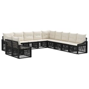 vidaXL Conjunto de sof&aacute;s de jard&iacute;n 11 uds. Negro rat&aacute;n sint&eacute;tico