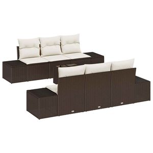 vidaXL Conjunto de sof&aacute; de jard&iacute;n 7 uds. Marr&oacute;n rat&aacute;n sint&eacute;tico