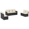 vidaXL Set de comedor de jard&iacute;n 7 pzas y cojines rat&aacute;n sint&eacute;tico negro
