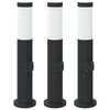 vidaXL Balizas de luz con toma de corriente, 3 unidades, 50 cm, acero inoxidable, IP44