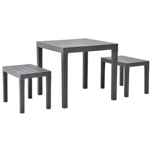 vidaXL Mesa de jard&iacute;n con 2 bancos pl&aacute;stico marr&oacute;n