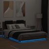 vidaXL Estructura de cama cabecero y luces LED marr&oacute;n roble 150x200 cm
