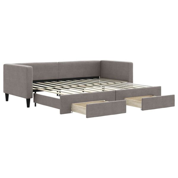 vidaXL Sof&aacute; cama nido con cajones tela gris taupe 80x200 cm