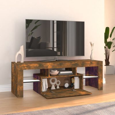 vidaXL Mueble de TV con luces LED roble ahumado 120x35x40 cm
