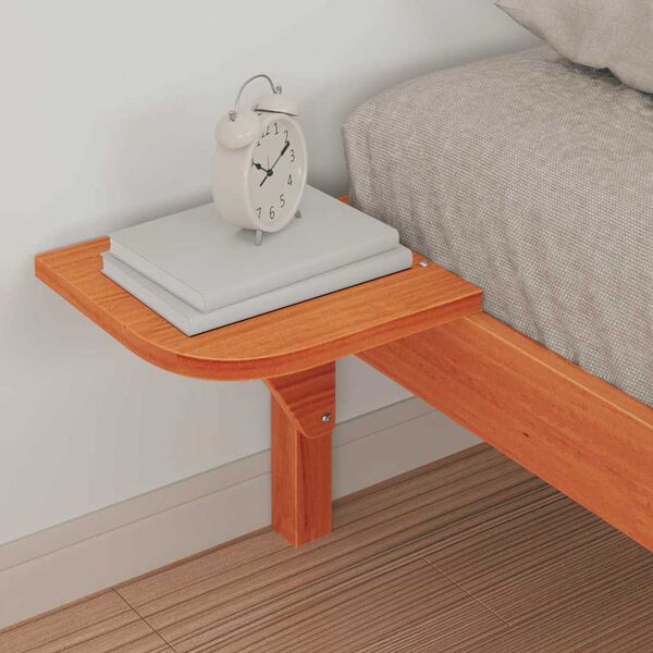 vidaXL Estructura de Cama con Mesitas Marrón cera 80 x 220 cm