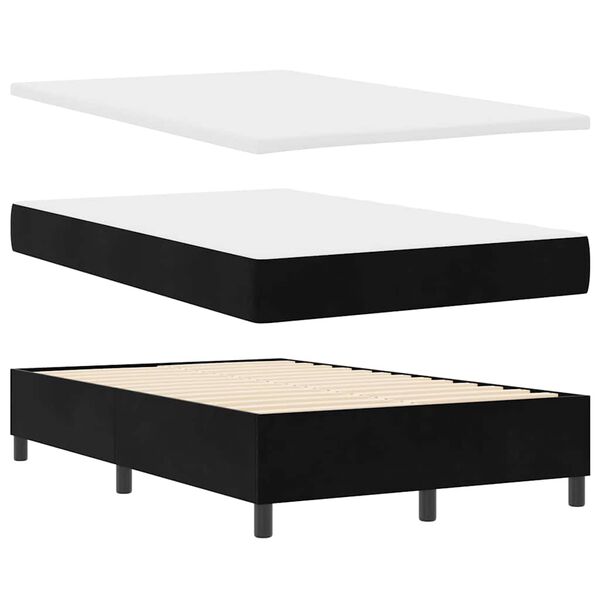 vidaXL Cama tipo Box Spring con colch&oacute;n Negro 120 x 200 cm Terciopelo