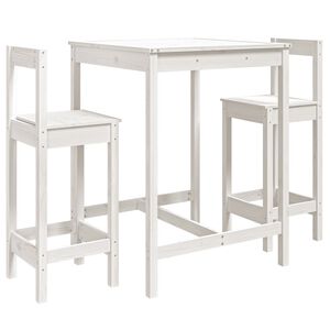 vidaXL Set de mesa y taburetes altos jardín 3 pzas madera pino blanco