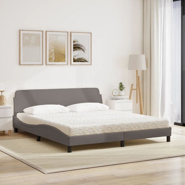 vidaXL Cama con colch&oacute;n Dover de tela gris taupe 180x200 cm