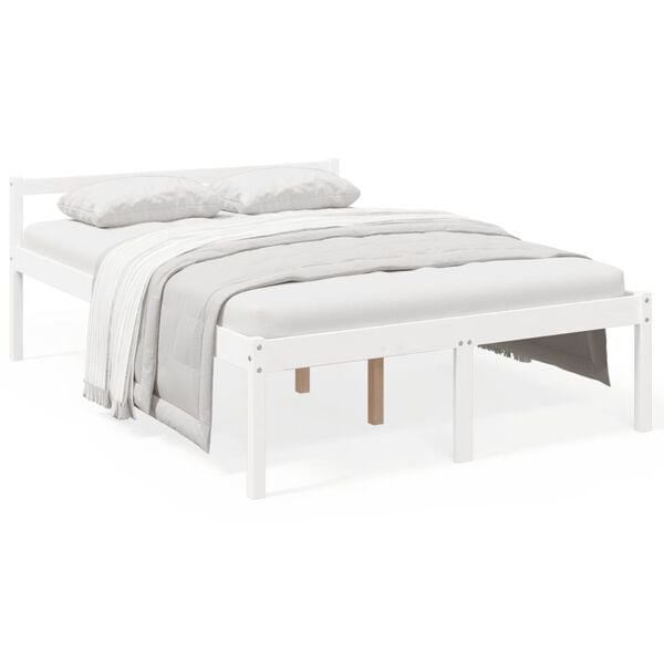 vidaXL Cama senior doble sin colchón blanco 135x190 cm