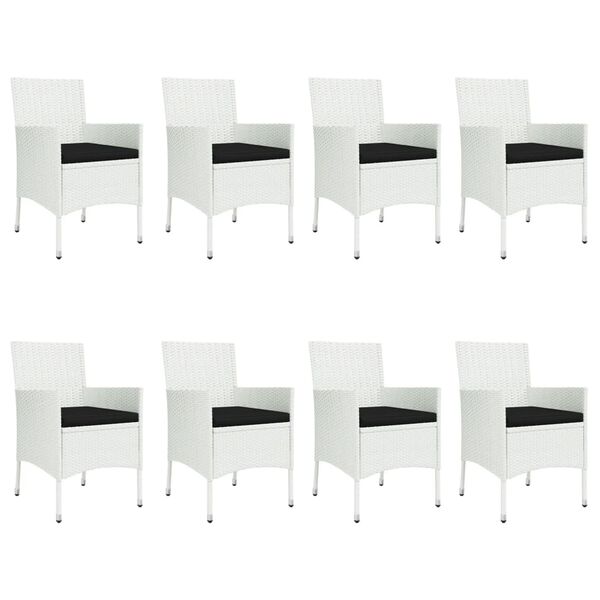 vidaXL Set comedor para jard&iacute;n 9 pzas y cojines rat&aacute;n sint&eacute;tico blanco