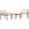 vidaXL Juego de muebles de exterior 3 uds. 2 plaza Blanco Crema