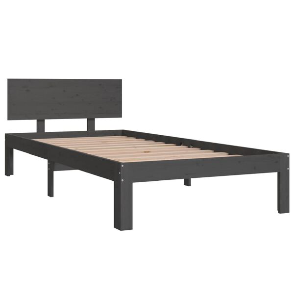 vidaXL Estructura de cama sin colch&oacute;n madera de pino gris 90x200 cm
