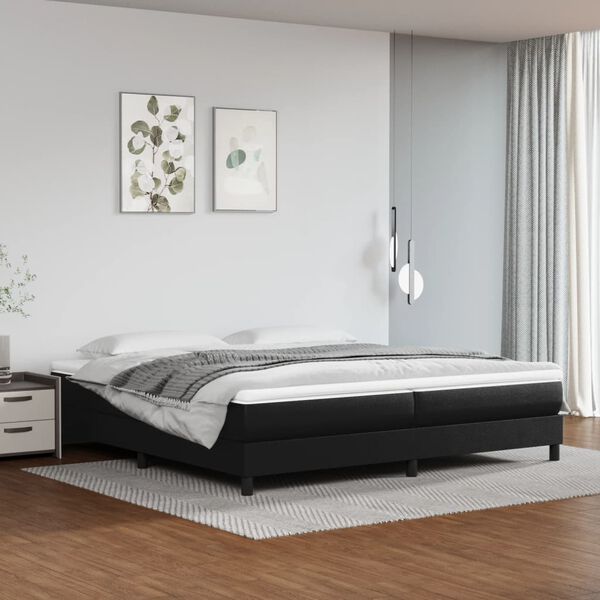 vidaXL Cama box spring con colchón cuero sintético negro 200x200 cm