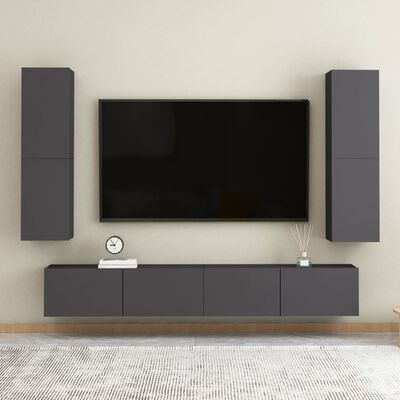 vidaXL Muebles para TV 2 uds madera contrachapada gris 30,5x30x110 cm