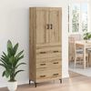 vidaXL Aparador alto 2 pcs Roble artesanal Madera de ingenier&iacute;a