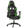 vidaXL Silla gaming con reposapi&eacute;s cuero sint&eacute;tico negro verde