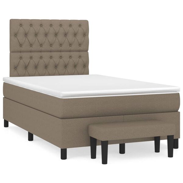 vidaXL Cama box spring con colch&oacute;n tela gris taupe 120x200 cm