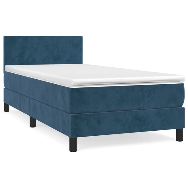 vidaXL Cama box spring con colch&oacute;n terciopelo azul oscuro 90x190 cm