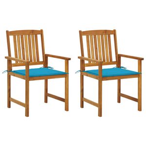 vidaXL Sillas de jard&iacute;n con cojines 2 unidades madera maciza de acacia