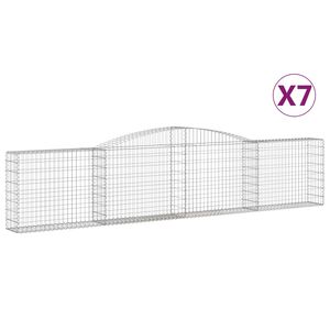 vidaXL Cestas de gaviones 7 uds forma de arco hierro 400x30x80/100 cm