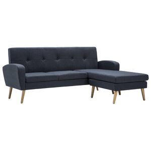 vidaXL Sof&aacute; con forma de L tapizado de tela gris oscuro 186x136x79 cm