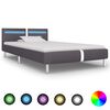 vidaXL Estructura de cama con LED sin colch&oacute;n cuero gris 90x200 cm