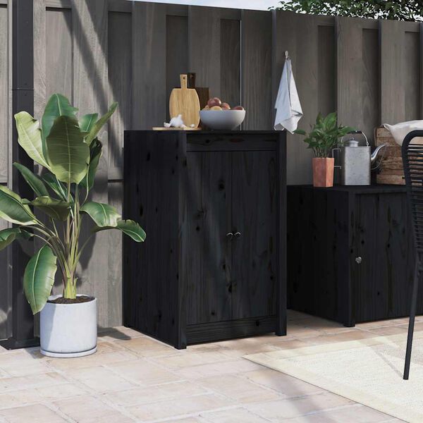 vidaXL Puertas para cocina exterior MEPPEL madera maciza pino negro 50x9x82cm