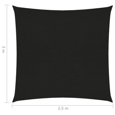 vidaXL Toldo de vela negro HDPE 160 g/m² 2,5x3 m