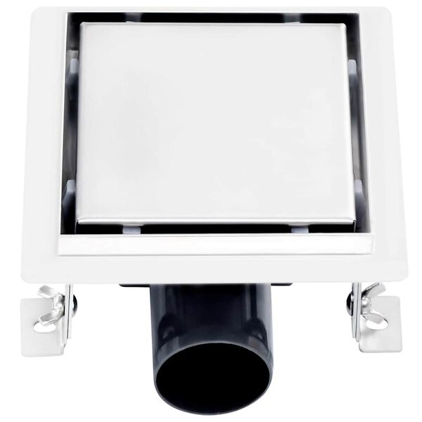 vidaXL Desag&uuml;e de ducha cubierta inserci&oacute;n suelo acero inox. 15x15 cm