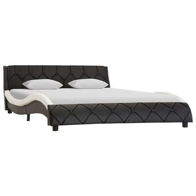 vidaXL Estructura de cama cuero sintético blanco y negro 160x200 cm