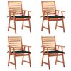 vidaXL Sillas comedor de jard&iacute;n y cojines 4 uds madera maciza acacia