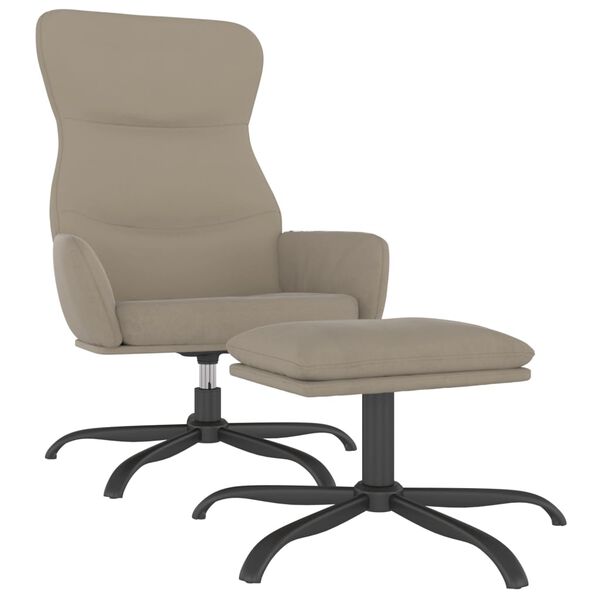 vidaXL Sill&oacute;n de relax con reposapi&eacute;s tela de microfibra gris claro