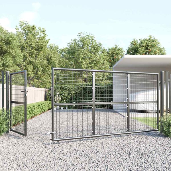 vidaXL Puerta de jard&iacute;n de malla color antracita 350 x 125 cm acero galvanizado