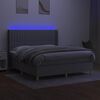 vidaXL Cama box spring colch&oacute;n y luces LED tela gris claro 180x200 cm