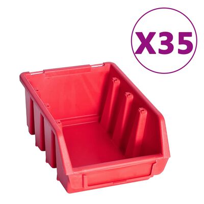 vidaXL Kit de cajas de almacenaje 141 pzas paneles de pared rojo/negro