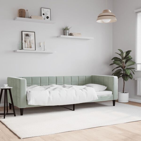 vidaXL Sof&aacute; cama sin colch&oacute;n terciopelo gris claro 80x200 cm