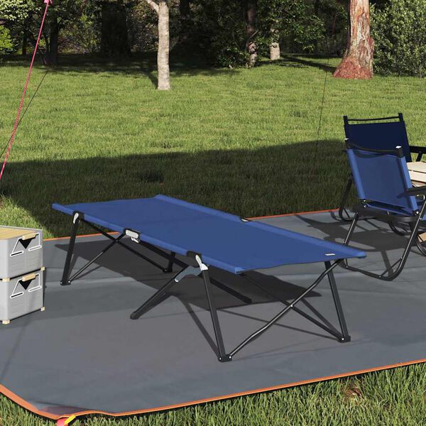 vidaXL Cama de Camping Plegable Azul 206 x 76 x 74 cm Tela Oxford