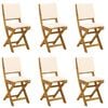 vidaXL Sillas Bistro de Exterior 6 pcs Blanco Crema 38 x 46 x 85 cm