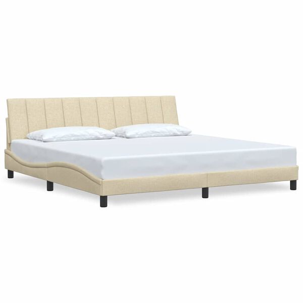 vidaXL Estructura de cama sin colch&oacute;n Hanko tela color crema 200x200 cm