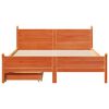 vidaXL Cama sin colch&oacute;n madera maciza de pino marr&oacute;n cera 140x190 cm