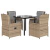 vidaXL Set comedor de jard&iacute;n 5 pzas con cojines rat&aacute;n sint&eacute;tico beige