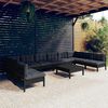 vidaXL Muebles de jard&iacute;n 11 pzas y cojines negro madera maciza de pino