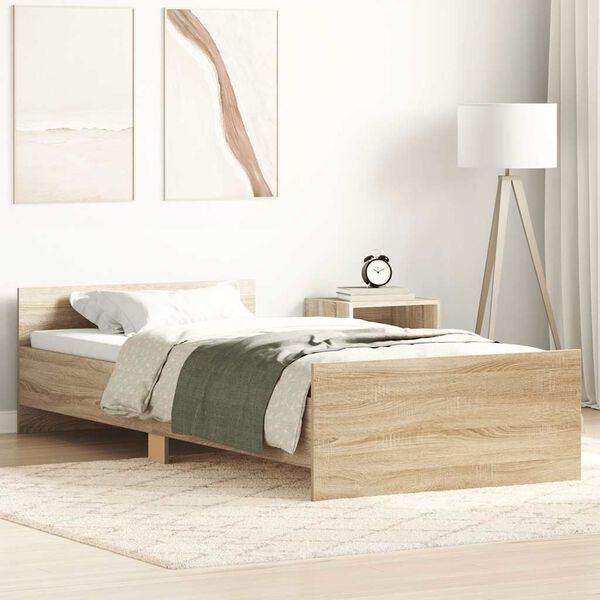 vidaXL Estructura de cama sin colch&oacute;n madera roble Sonoma 90x190 cm