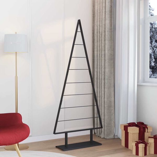 vidaXL &Aacute;rbol de Navidad de metal con soporte Negro 180 cm Acero