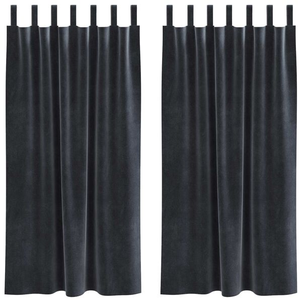 vidaXL Cortinas opacas 2 pcs Gris oscuro 140 x 175 cm Terciopelo