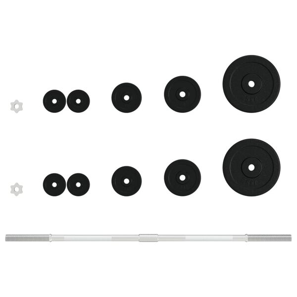 vidaXL Juego de barra con discos 30 kg hierro fundido